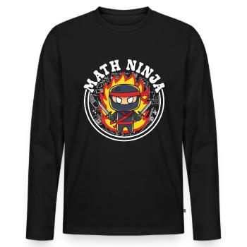 Drôle Math Ninja Mathématiques Geek Nombres - T-shirt manches longues Premium bio Homme - noir - Devant - Nico (187cm)
