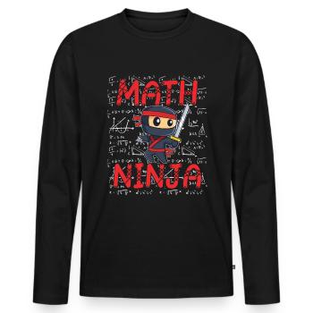 Drôle Math Ninja Mathématiques Geek Nombres - T-shirt manches longues Premium bio Homme - noir - Devant - Nico (187cm)