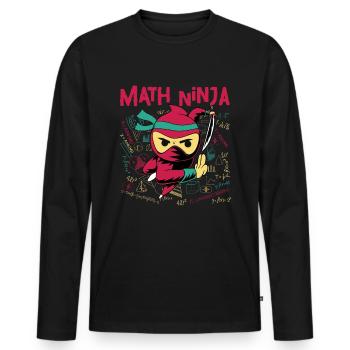 Drôle Math Ninja Mathématiques Geek Nombres - T-shirt manches longues Premium bio Homme - noir - Devant - Nico (187cm)