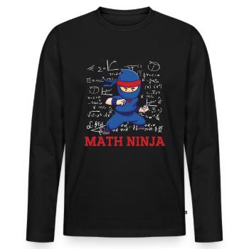 Drôle Math Ninja Mathématiques Geek Nombres - T-shirt manches longues Premium bio Homme - noir - Devant - Nico (187cm)