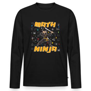 Drôle Math Ninja Mathématiques Geek Nombres - T-shirt manches longues Premium bio Homme - noir - Devant - Nico (187cm)