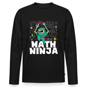 Drôle Math Ninja Mathématiques Geek Nombres - T-shirt manches longues Premium bio Homme - noir - Devant - Nico (187cm)