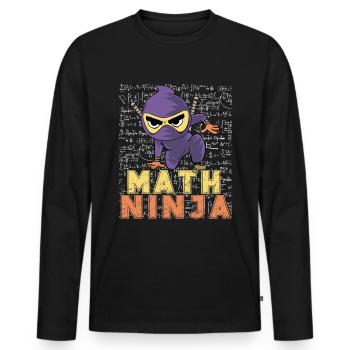 Drôle Math Ninja Mathématiques Geek Nombres - T-shirt manches longues Premium bio Homme - noir - Devant - Nico (187cm)