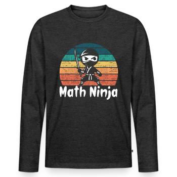 Drôle Math Ninja Mathématiques Geek Nombres - T-shirt manches longues Premium bio Homme - anthracite chiné - Devant - Nico (187cm)