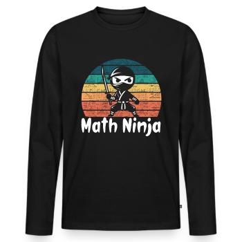 Drôle Math Ninja Mathématiques Geek Nombres - T-shirt manches longues Premium bio Homme - noir - Devant - Nico (187cm)