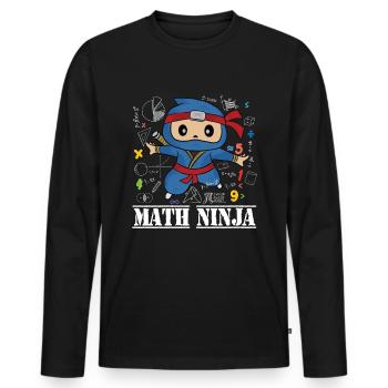 Drôle Math Ninja Mathématiques Geek Nombres - T-shirt manches longues Premium bio Homme - noir - Devant - Nico (187cm)