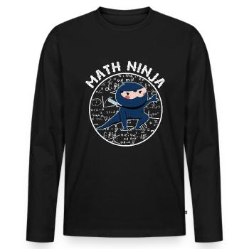 Drôle Math Ninja Mathématiques Geek Nombres - T-shirt manches longues Premium bio Homme - noir - Devant - Nico (187cm)