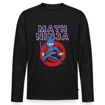 Drôle Math Ninja Mathématiques Geek Nombres - T-shirt manches longues Premium bio Homme - noir - Devant - Nico (187cm)