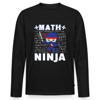 Drôle Math Ninja Mathématiques Geek Nombres - T-shirt manches longues Premium bio Homme - noir - Devant - Nico (187cm)