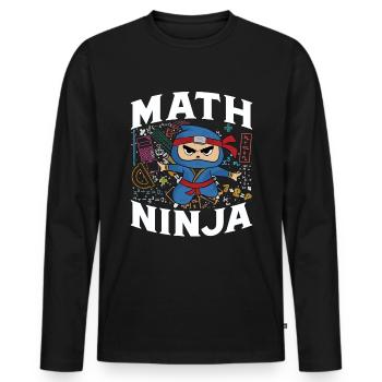 Drôle Math Ninja Mathématiques Geek Nombres - T-shirt manches longues Premium bio Homme - noir - Devant - Nico (187cm)