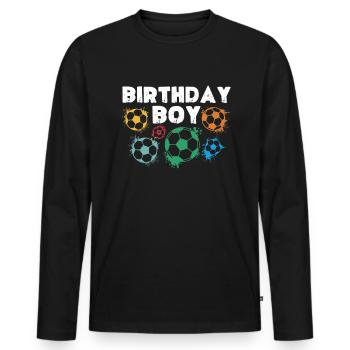 Geburtstagsbuldenfußballspieler Bday Team Party - Männer Premium Bio Langarmshirt - Schwarz - Vorne - Nico (187cm)