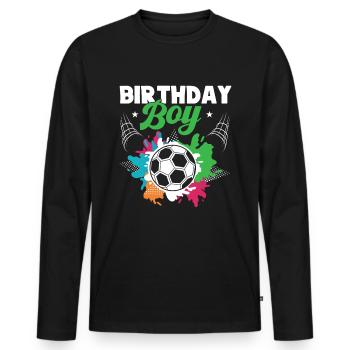 Geburtstagsbuldenfußballspieler Bday Team Party - Männer Premium Bio Langarmshirt - Schwarz - Vorne - Nico (187cm)