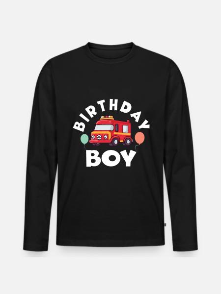 Birthday Boy Firefighter Birthday Boy - Men's Premium Organic Long Sleeve Shirt - black