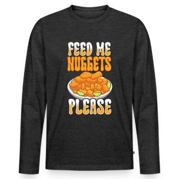 Croquettes de poulet Drôle Amateur de pépites de restauration rapide - T-shirt manches longues Premium bio Homme - anthracite chiné - Devant - Nico (187cm)