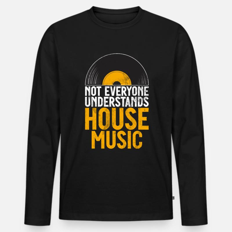Hausmusik EDM Rave DJ Electro Deep House Lover - Männer Premium Bio Langarmshirt - Schwarz