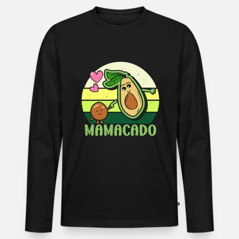 Avocado Mama Mamacado Schwangere Mutter - Männer Premium Bio Langarmshirt - Schwarz