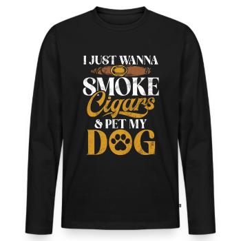 Fumeur de cigares - T-shirt manches longues Premium bio Homme - noir - Devant - Nico (187cm)