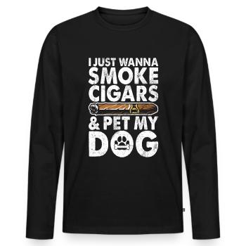 Fumeur de cigares - T-shirt manches longues Premium bio Homme - noir - Devant - Nico (187cm)
