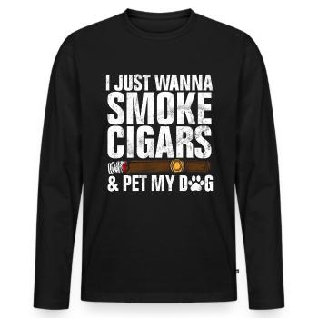 Fumeur de cigares - T-shirt manches longues Premium bio Homme - noir - Devant - Nico (187cm)