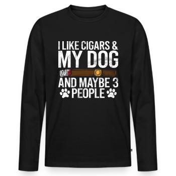 Fumeur de cigares - T-shirt manches longues Premium bio Homme - noir - Devant - Nico (187cm)