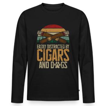Fumeur de cigares - T-shirt manches longues Premium bio Homme - noir - Devant - Nico (187cm)