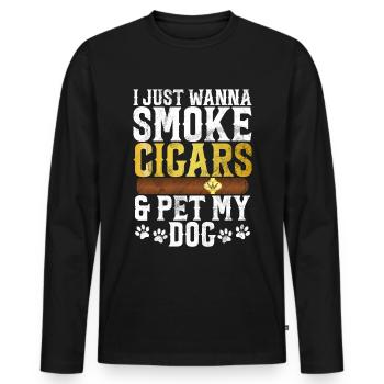 Fumeur de cigares - T-shirt manches longues Premium bio Homme - noir - Devant - Nico (187cm)