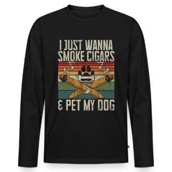 Fumeur de cigares - T-shirt manches longues Premium bio Homme - noir - Devant - Nico (187cm)