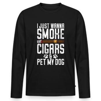 Fumeur de cigares - T-shirt manches longues Premium bio Homme - noir - Devant - Nico (187cm)