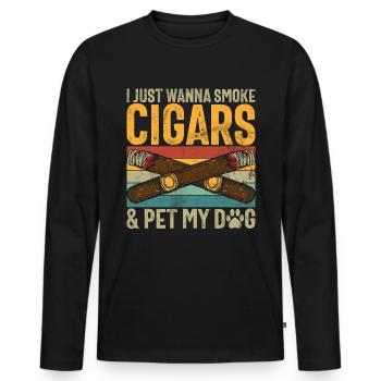 Fumeur de cigares - T-shirt manches longues Premium bio Homme - noir - Devant - Nico (187cm)