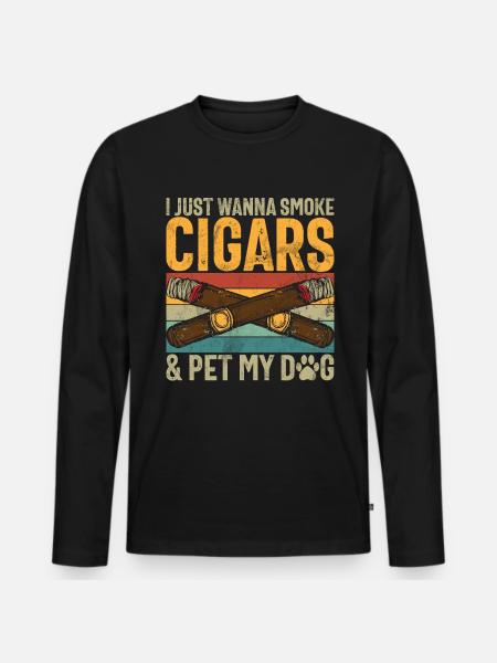 Cigar Smoker - Men's Premium Organic Long Sleeve Shirt - black