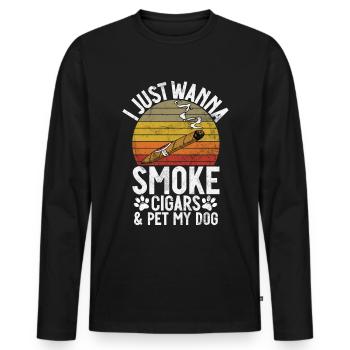 Fumeur de cigares - T-shirt manches longues Premium bio Homme - noir - Devant - Nico (187cm)