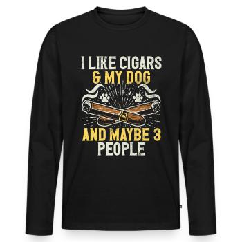 Fumeur de cigares - T-shirt manches longues Premium bio Homme - noir - Devant - Nico (187cm)