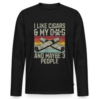 Fumeur de cigares - T-shirt manches longues Premium bio Homme - noir - Devant - Nico (187cm)