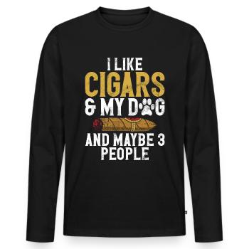 Fumeur de cigares - T-shirt manches longues Premium bio Homme - noir - Devant - Nico (187cm)