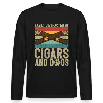Fumeur de cigares - T-shirt manches longues Premium bio Homme - noir - Devant - Nico (187cm)