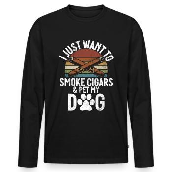 Fumeur de cigares - T-shirt manches longues Premium bio Homme - noir - Devant - Nico (187cm)