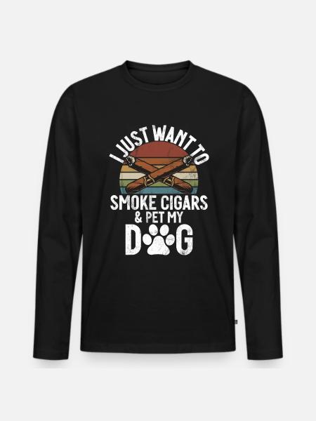 Cigar Smoker - Men's Premium Organic Long Sleeve Shirt - black