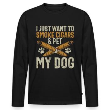 Fumeur de cigares - T-shirt manches longues Premium bio Homme - noir - Devant - Nico (187cm)