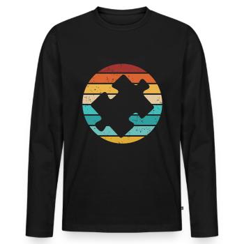 Puzzle Pièce Puzzle Amateur de Puzzle - T-shirt manches longues Premium bio Homme - noir - Devant - Nico (187cm)