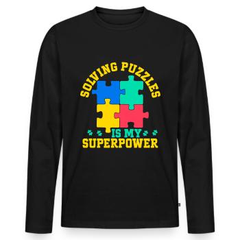 Puzzle Pièce Puzzle Amateur de Puzzle - T-shirt manches longues Premium bio Homme - noir - Devant - Nico (187cm)