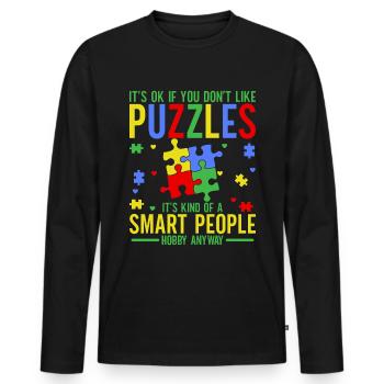 Puzzle Pièce Puzzle Amateur de Puzzle - T-shirt manches longues Premium bio Homme - noir - Devant - Nico (187cm)