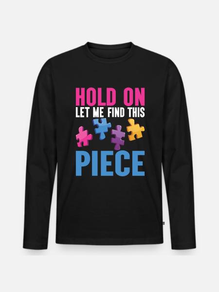 Jigsaw Puzzle Piece Puzzle Lover - Men's Premium Organic Long Sleeve Shirt - black