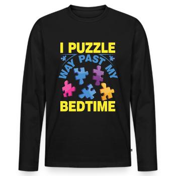 Puzzle Pièce Puzzle Amateur de Puzzle - T-shirt manches longues Premium bio Homme - noir - Devant - Nico (187cm)