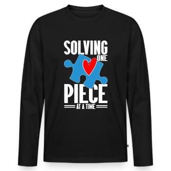 Puzzle Pièce Puzzle Amateur de Puzzle - T-shirt manches longues Premium bio Homme - noir - Devant - Nico (187cm)