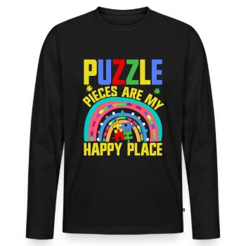 Puzzle Pièce Puzzle Amateur de Puzzle - T-shirt manches longues Premium bio Homme - noir - Devant - Nico (187cm)