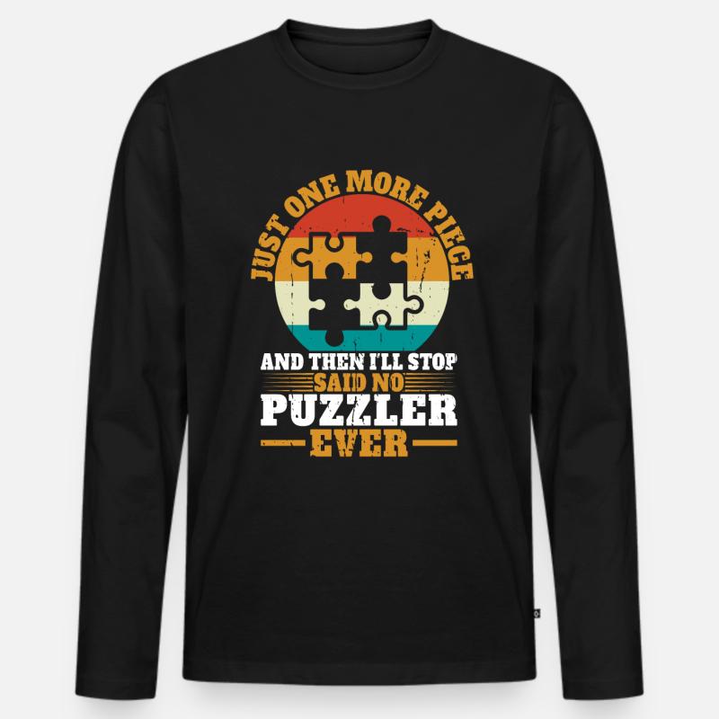 Jigsaw Puzzle Piece Puzzle Lover - Männer Premium Bio Langarmshirt - Schwarz