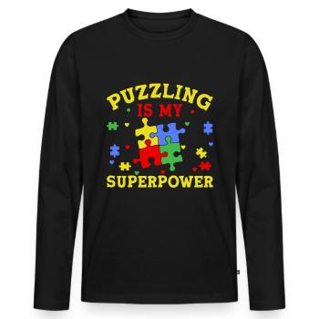 Puzzle Pièce Puzzle Amateur de Puzzle - T-shirt manches longues Premium bio Homme - noir - Devant - Nico (187cm)