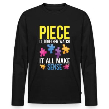 Puzzle Pièce Puzzle Amateur de Puzzle - T-shirt manches longues Premium bio Homme - noir - Devant - Nico (187cm)