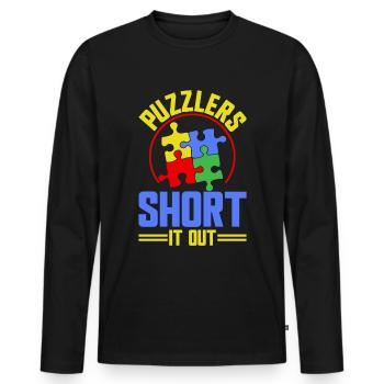 Puzzle Pièce Puzzle Amateur de Puzzle - T-shirt manches longues Premium bio Homme - noir - Devant - Nico (187cm)