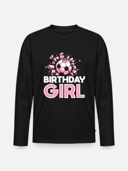 Bursdagsjente fotball Bday party tema - Premium økologisk langermet T-skjorte for menn - svart